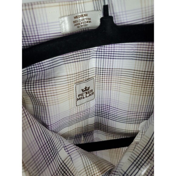 Peter Millar Shirt Mens Medium Button Up Long Sleeve Plaid Preppy Adults - Picture 3 of 10